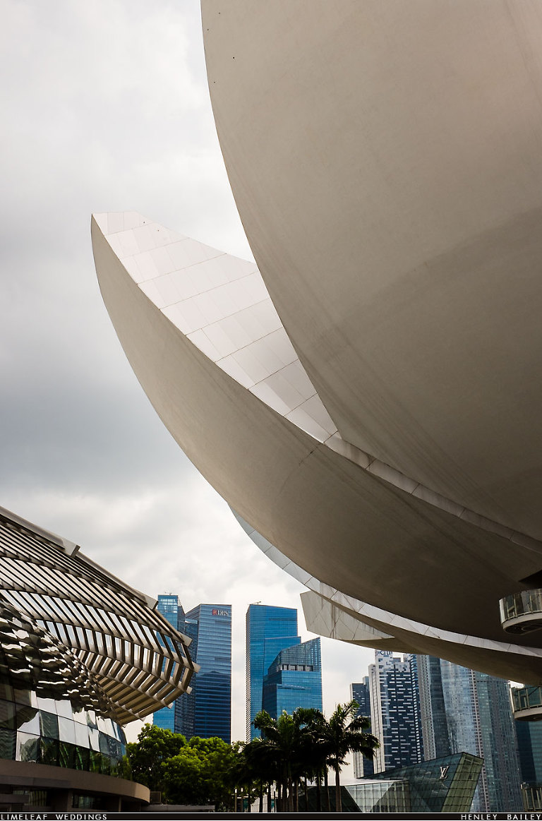 Singapores financial centre is seen behind the Art Science museum of Marina Bay Sands