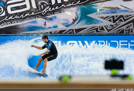 Surfer in front of Glidetrack Mobislyder