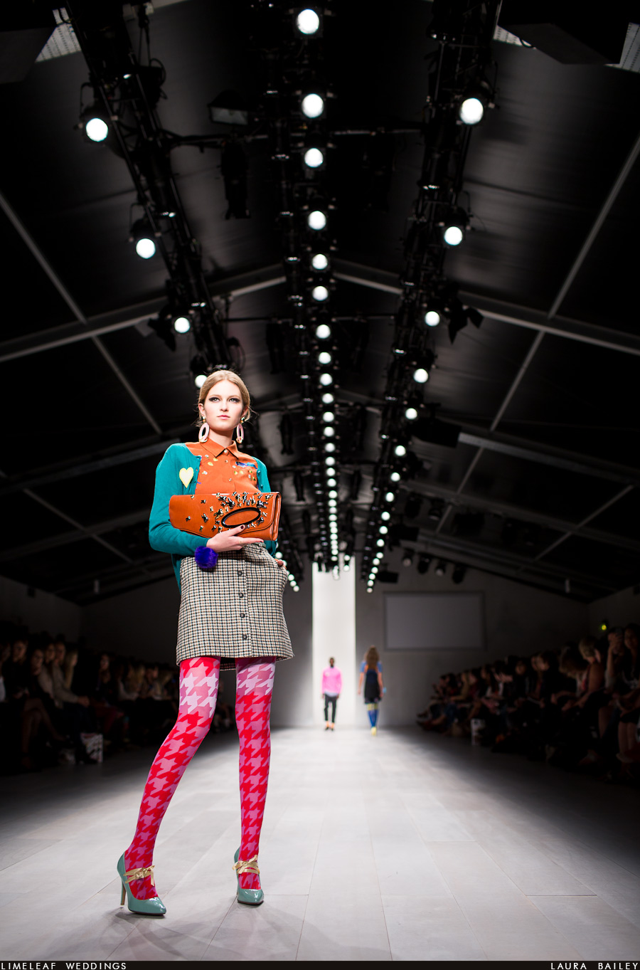 Model wears fashion pieces from Henry Hollands collection at London Fashion week 2012