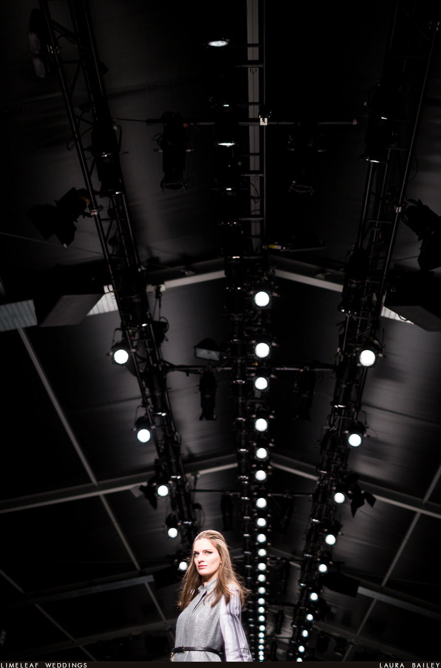Model on the catwalk at LFW at Somerset house