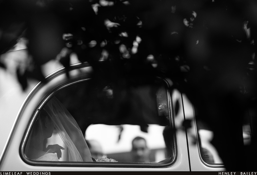 Bride in London taxi cab