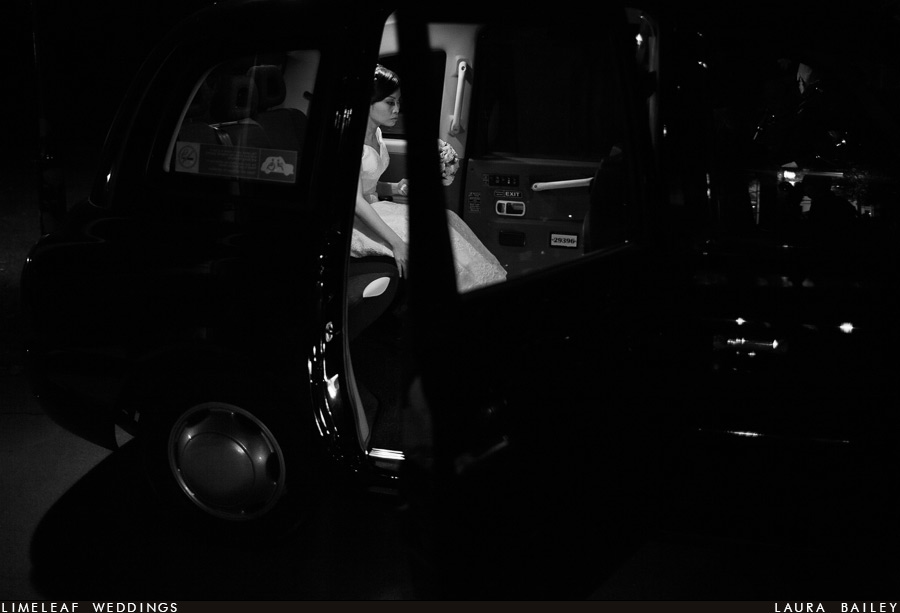 Bride in london taxi