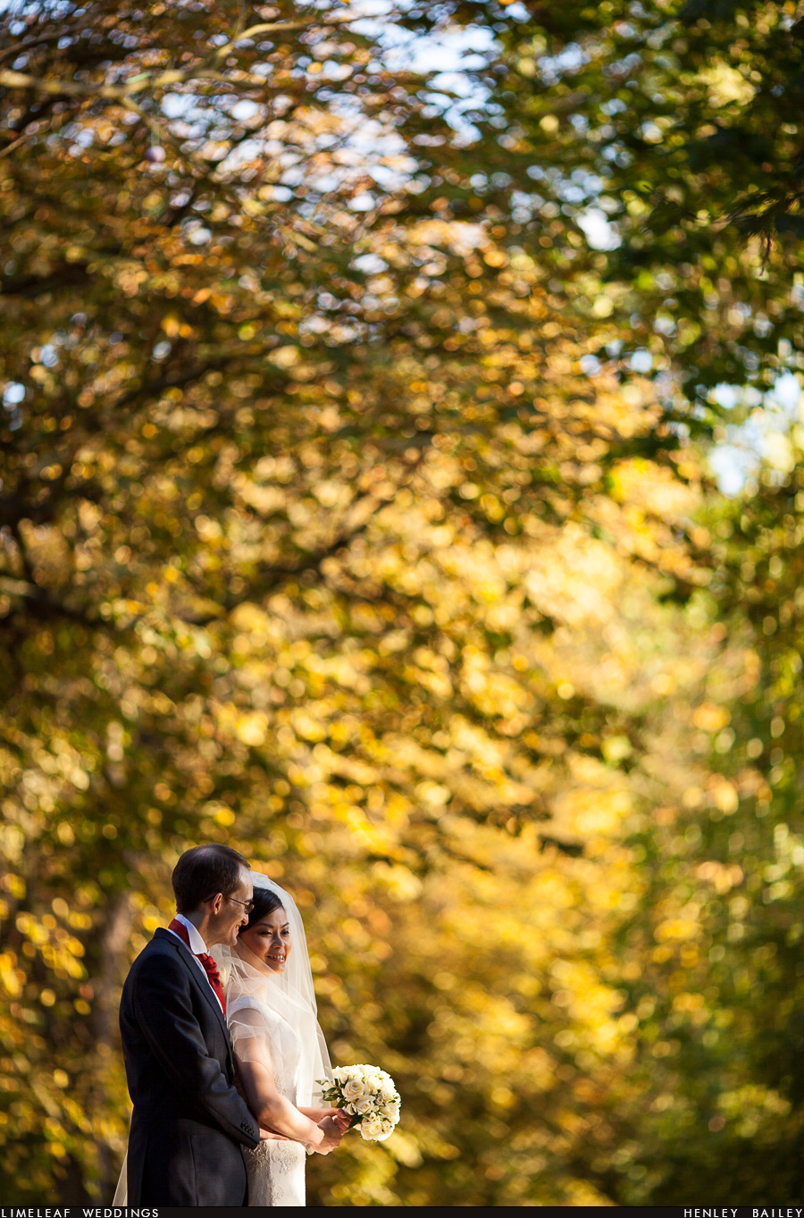 Holland Park wedding photo of bride and groom
