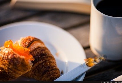croissant for breakfast with coffee