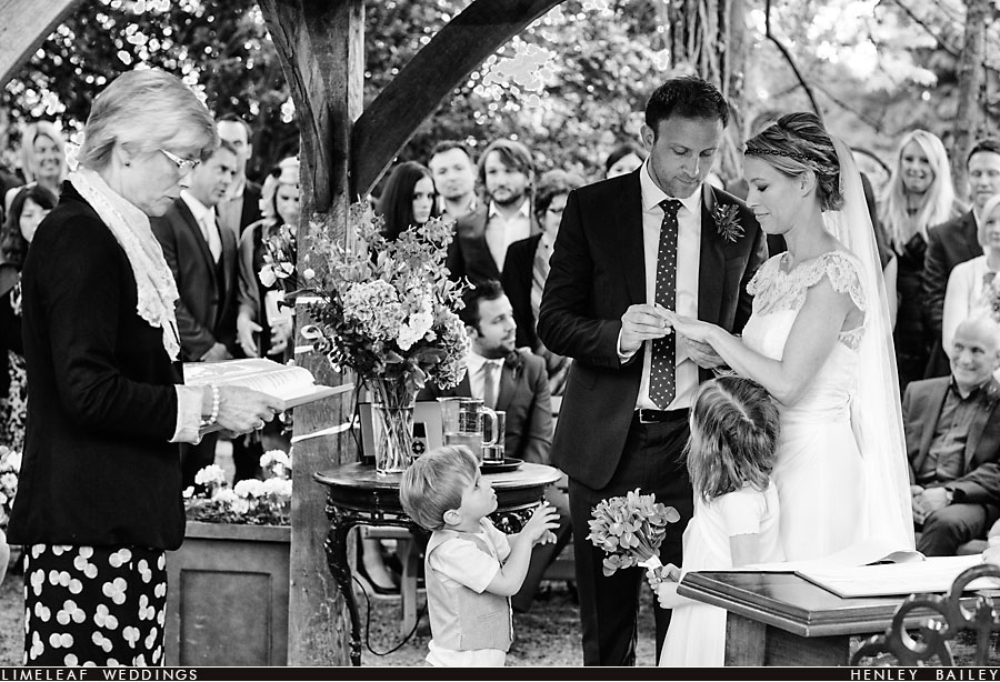 Groom put ring on to brides finger