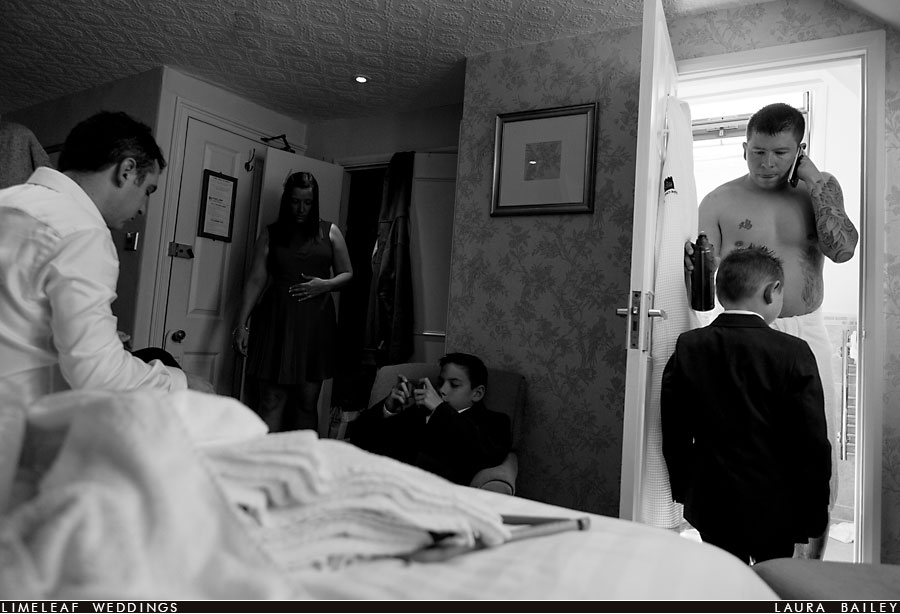 royal-castle-hotel-wedding-dartmouth--140510-123341 Groom and family/friends getting ready fo wedding