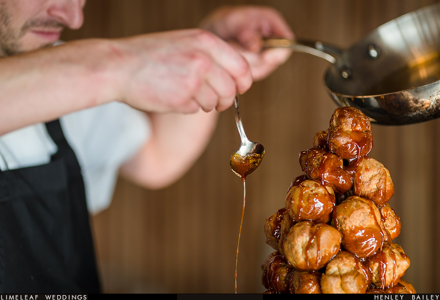 Fresh croquembouche and toffee drizzle